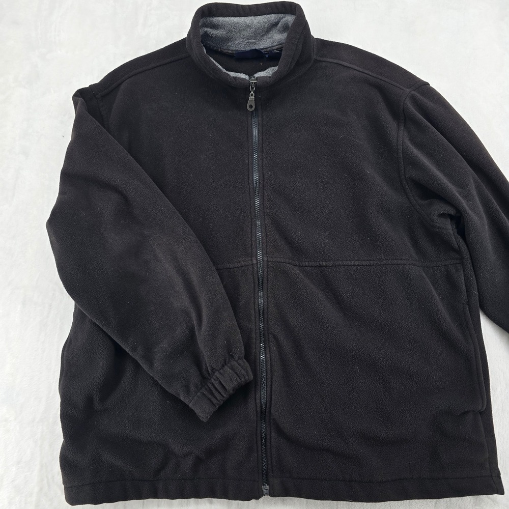 Basic Editions Fleece Jacket Womens L Jacket Black Full Zip Mock Neck Solid 6689